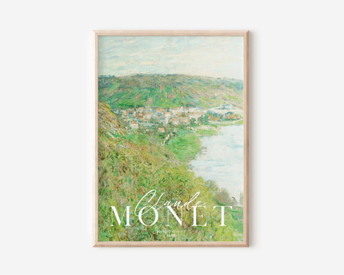 クロード・モネ、「Vetheuil in Winter」、希少大判画集・額装画