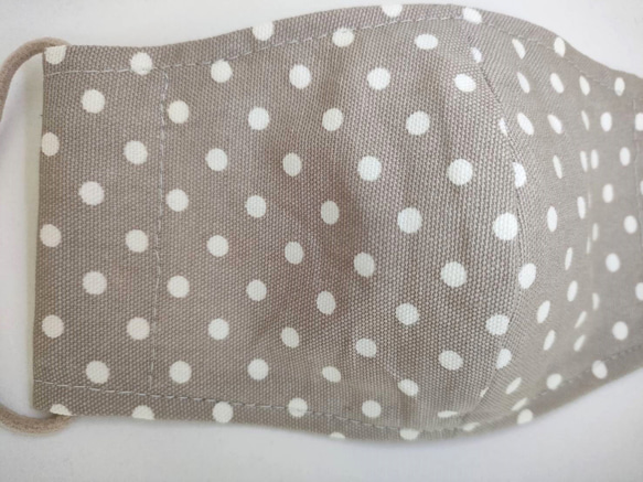 【こども】くすみカラー水玉柄 コットンオックスマスク　フィルターポケット付き　サイズが選べる（2才－高学年・中学生) 10枚目の画像