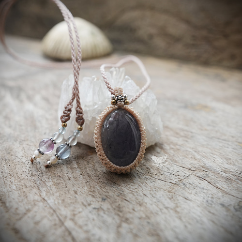 アイオライト　マクラメ　ネックレス 藍色ライン☆アイオライト マクラメネックレス1280 ネックレス