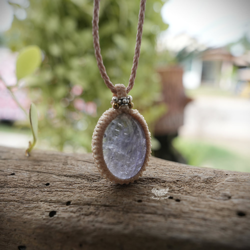 藍の色☆アイオライト マクラメネックレス892 ネックレス・ペンダント