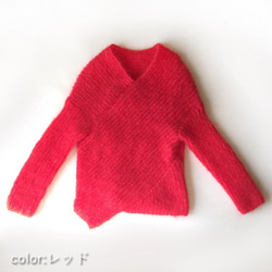 手編みゴム編みキッドモヘア セーターHMNT-197 3枚目の画像