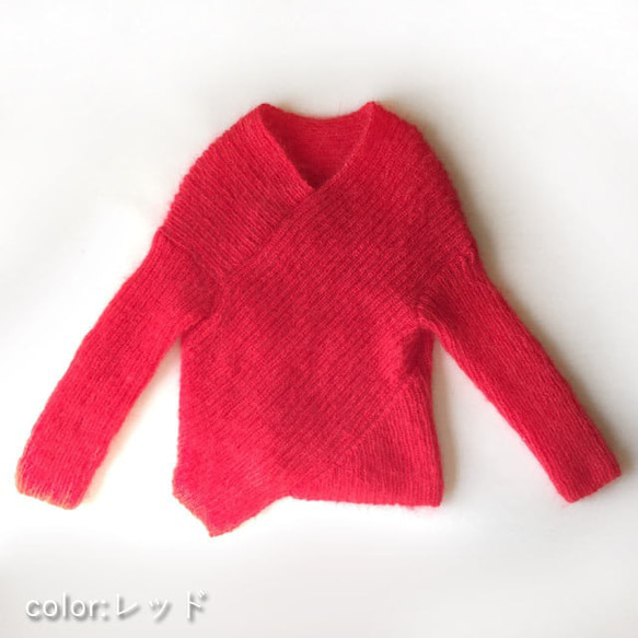 手編みゴム編みキッドモヘア セーターHMNT-197 3枚目の画像