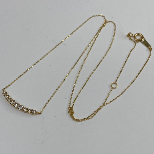 k18YG AU750 18金 天然ダイヤモンド 0.3ct ラインネックレス