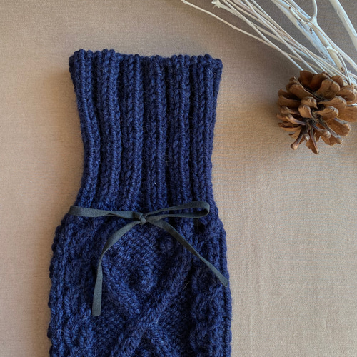 おしゃれに温活・節電》手編み レッグウォーマー＊ナチュラルなアラン