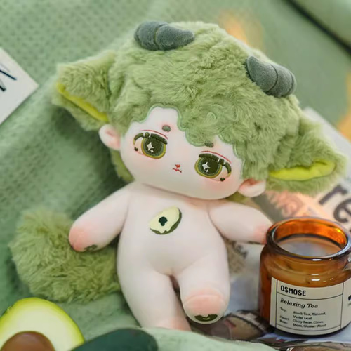 20cmぬいぐるみ 着せ替えぬいぐるみ 緑髪緑目の羊少年 2種類 角