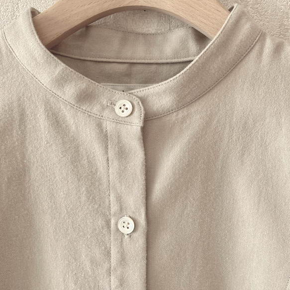 【SALE!】[Ｓ]柔らかコットンバンドカラーシャツ/サンドベージュ 6枚目の画像