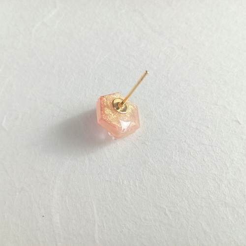 抹茶 ~ 阿波 和紙 六角形 イヤリング / ピアス ( 揺れない 伝統工芸