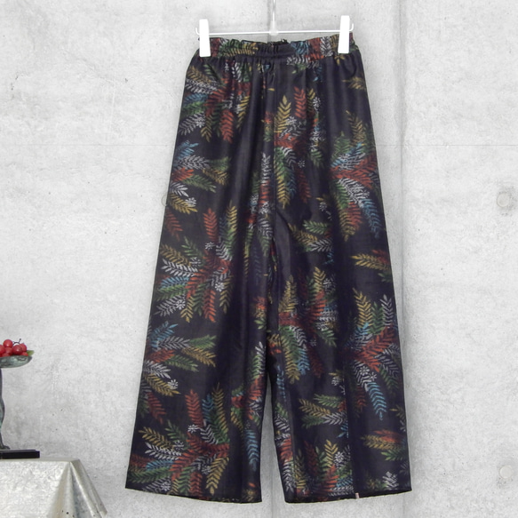 着物リメイク　紬のサルエル風パンツ/　 フリーサイズ 4枚目の画像