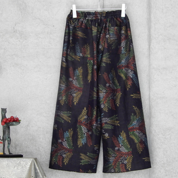 着物リメイク　紬のサルエル風パンツ/　 フリーサイズ 5枚目の画像