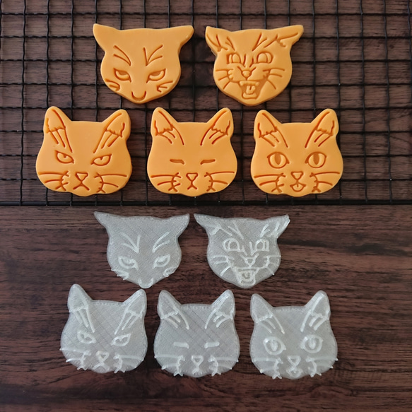 【クッキー型】猫 表情5種類 1枚目の画像