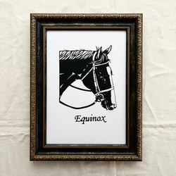 切り絵　馬　額縁外寸56cm×46c額装 競馬ゼッケン専用額 BH-15F アクリル付 /額外寸:約558×740 額内