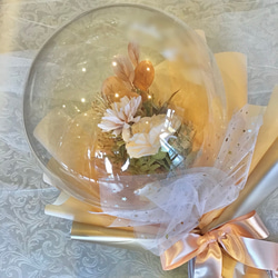 【バルーンフラワーLサイズ】❋クリームピンク❋ 文字入れ込み　花束ブーケ　ウェディング　退職祝い 3枚目の画像
