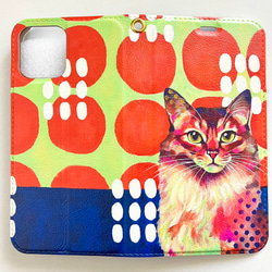 猫絵「ソマリ・オレンジ」帯ナシ手帳型スマホケース　iPhone 2枚目の画像