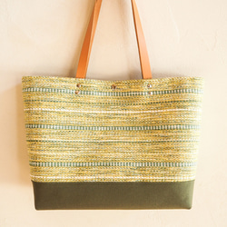 A4 混合春季斜紋軟呢手織布（含羞草）手提袋 第2張的照片