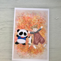 パンダと女の子と猫イラスト×２枚組 3枚目の画像
