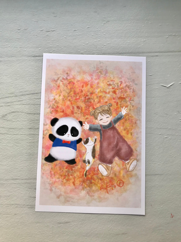 パンダと女の子と猫イラスト×２枚組 3枚目の画像