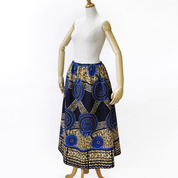 ★ 送料無料 ★ アフリカ布のロングスカート（アフリカンプリント）ロング・マキシ 4枚目の画像