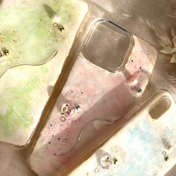 スマホケース iPhoneケース 〝ニュアンスぱーるフラワー〟　スマホケース　light blue   ver. 8枚目の画像