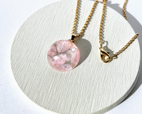 M222レジン　ネックレス　ピンクフラワー桜アレンジ球体2.9cm M254 レジン ネックレス カラフルフラワーアレンジ球体2.6cm