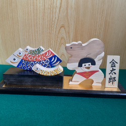 　端午の節句/親子鯉と力持ち金太郎(木工アート) 5枚目の画像