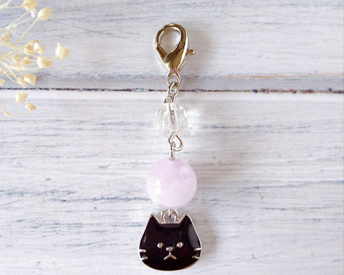 おまとめ中　ジャンピング猫　天然石　　じゃらじゃら　キーホルダー さくら ねこ キーホルダー ステンドガラス風 幸運を呼ぶ フォーチュン