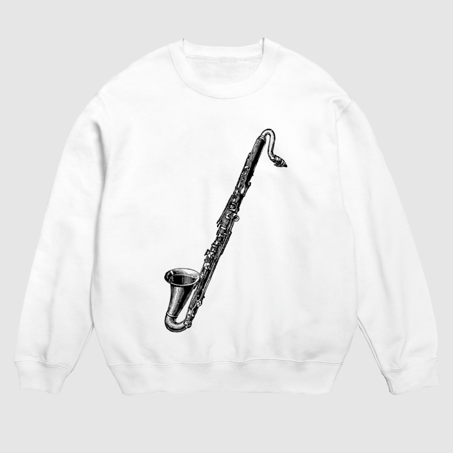 バスクラリネットのスウェット(白/裏パイル)
