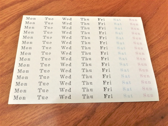 　曜日シール　略字　英字　A6シート×４枚 9枚目の画像