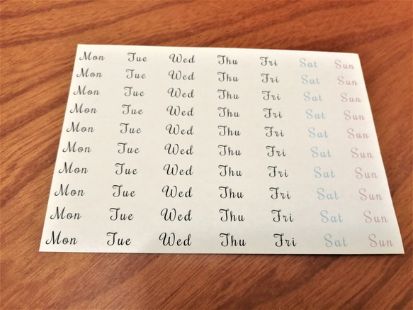 　曜日シール　略字　英字　A6シート×４枚 7枚目の画像