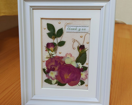 送料無料】ピンクのバラ 押し花額 その他インテリア雑貨 真蓮花工房