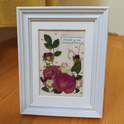 送料無料】ピンクのバラ 押し花額 その他インテリア雑貨 真蓮花工房