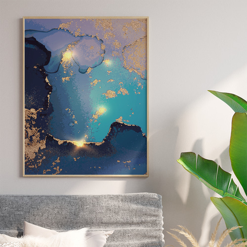 開運絵画⭐︎特大金丸 高級色紙 即購入OK 抽象画インテリアアートスピリチュアル アートポスター 抽象画 ゴールド ブルー 大理石 金箔 北欧風 モダン