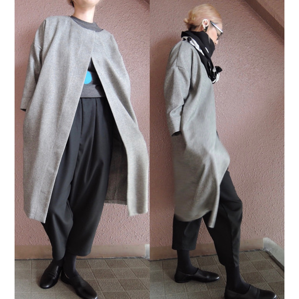 RATA ❤️非常適合畢業和入學❤️簡單的“休閒外套”，輪廓優美❤️灰色格倫格紋 第10張的照片