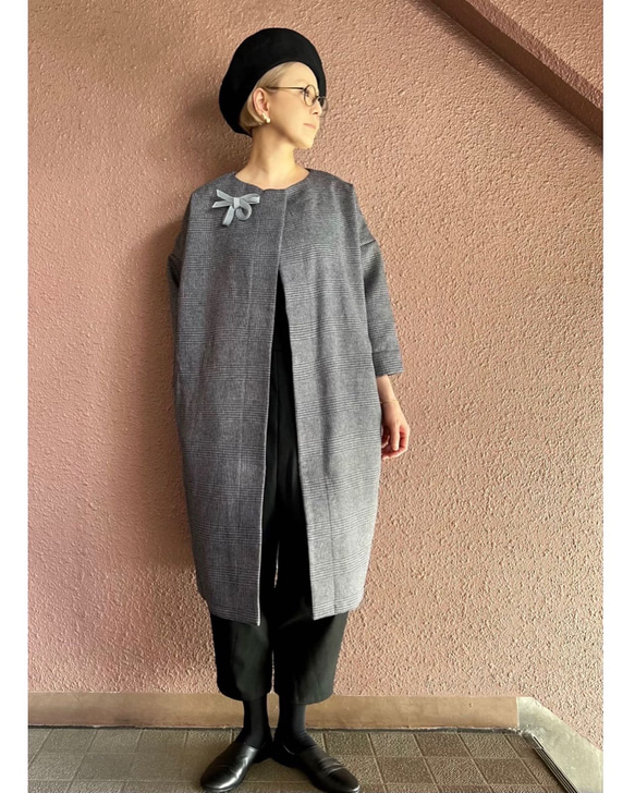 RATA ❤️非常適合畢業和入學❤️簡單的“休閒外套”，輪廓優美❤️灰色格倫格紋 第5張的照片