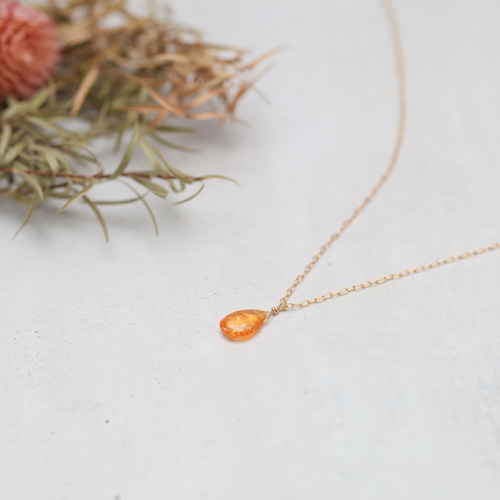 一点物】K18マンダリン（オレンジ）ガーネットネックレス 〜ありがとう  