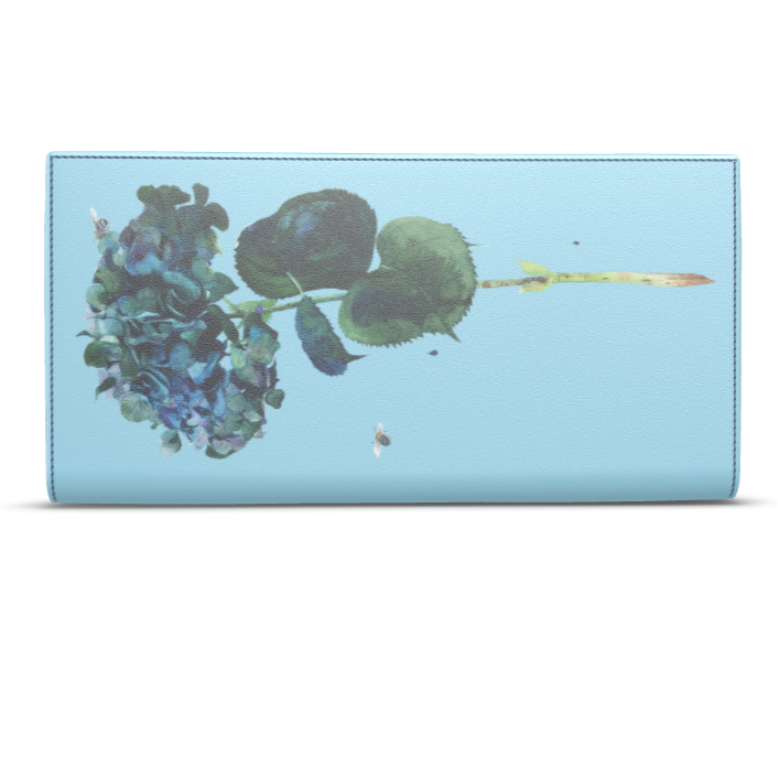 本革長財布　幸せを呼ぶ青い蜂とターコイズウォータードロップ