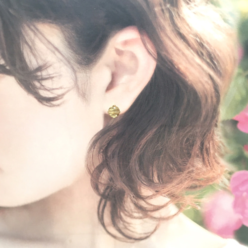 817【ルチルクォーツ】天然石一粒ピアス＊8mm ピアス（スタッド
