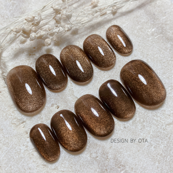 チョコブラウン ネイルチップ チョコネイル ブラウンマグネットネイル ワンカラーマグネットネイル
