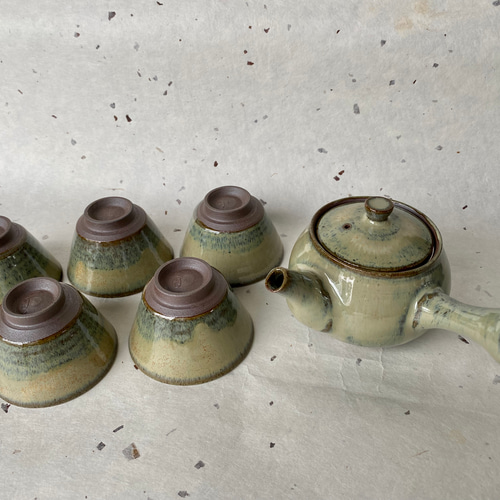 急須・湯呑セット(茶器セット) 茶漉し付き (桐箱オプション有り