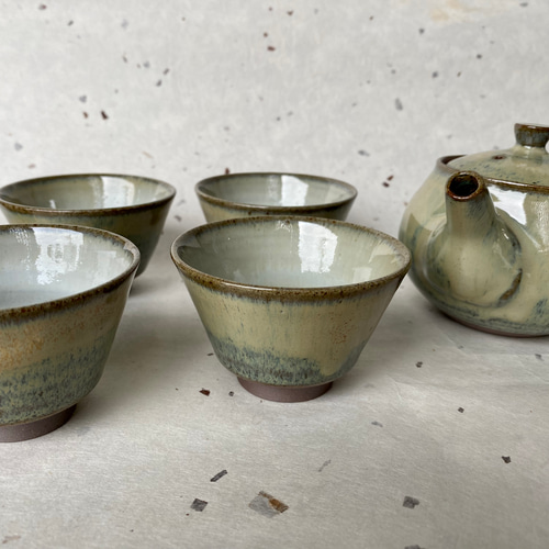 急須・湯呑セット(茶器セット) 茶漉し付き (桐箱オプション有り