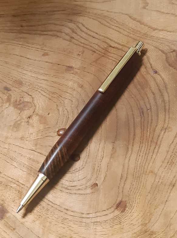 木製シャーペン0.5㎜サティーネゴールドグレイン&ボコテ 蜜蝋