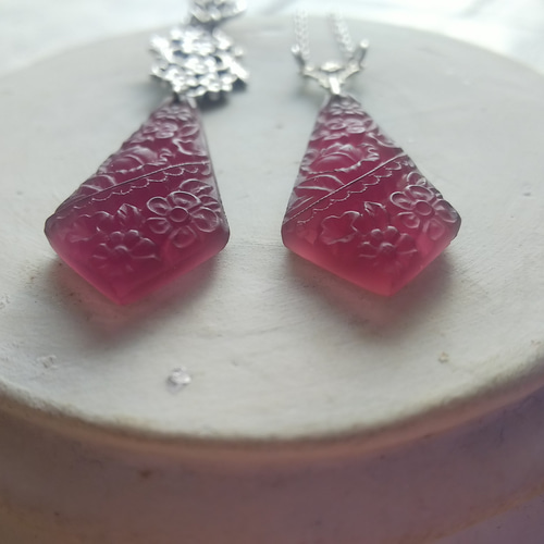 ヴィンテージ Grape-Froral-Pendant（32×15㎜）アールデコ ネックレス