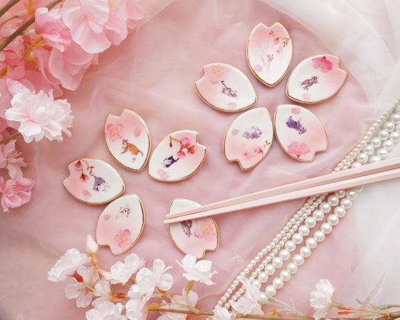桜の花びらの箸置き 〜桜ひらり〜 5客セット 箸・箸置き ❤︎Blanche 