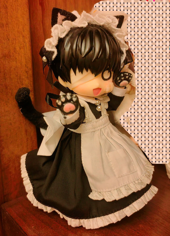 レビュー高評価の商品 オビツ11 OB11 gsc ドールウェア 1/12ドール服 猫メイドセット トップス