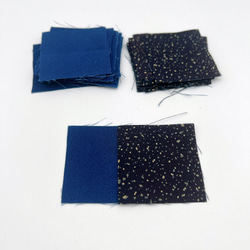 【40枚セット】5cm×5cm/藍染め 絹 シルク 日本製/つまみ細工 パッチワーク/はぎれ 布 着物 生地 1枚目の画像