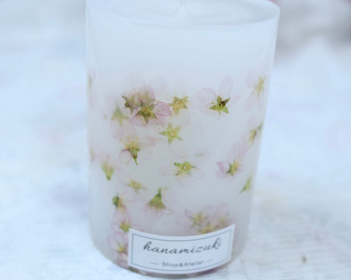 押し花桜ボタニカルキャンドル キャンドル・キャンドルホルダー 花