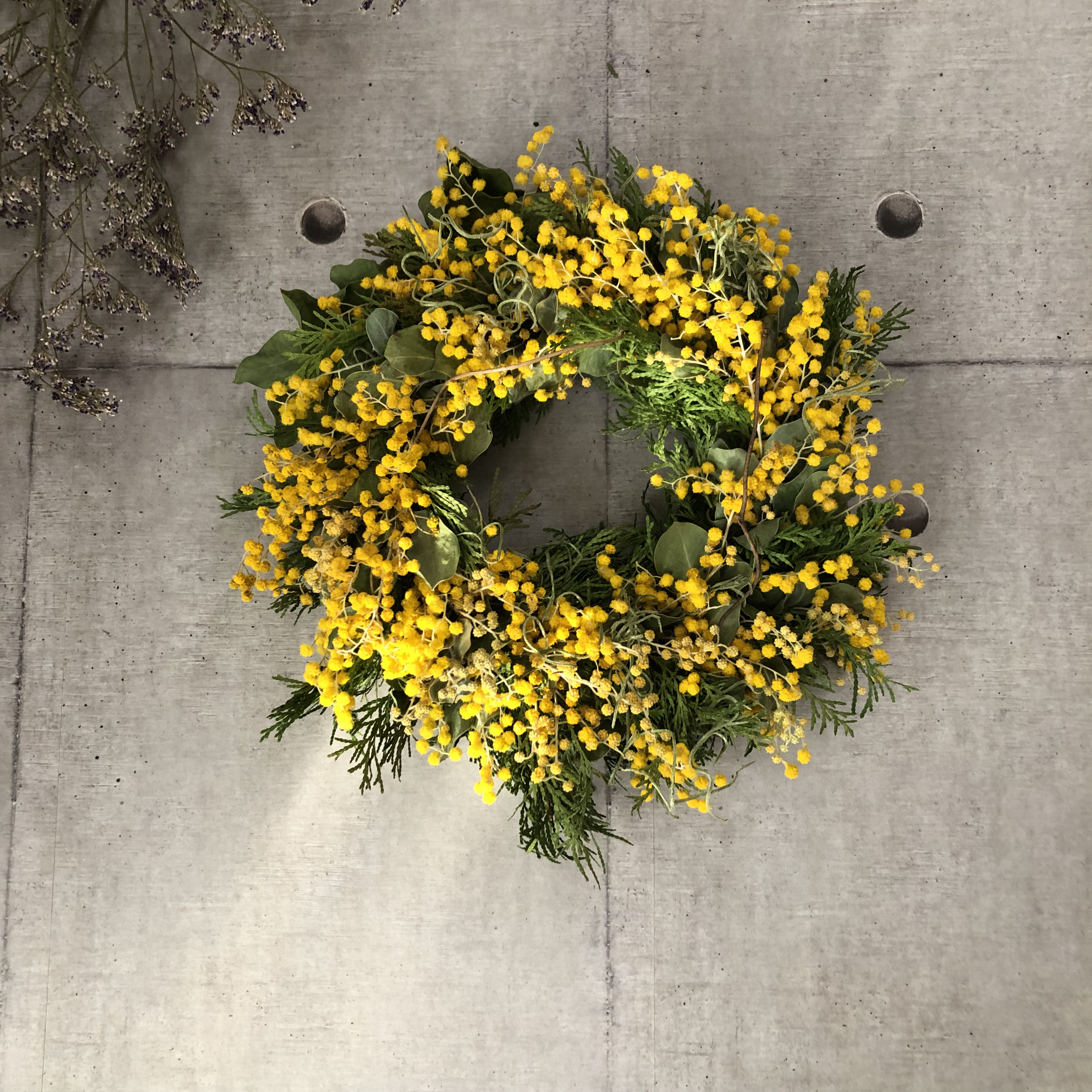 受注！春待ちミモザのフルリース　Mサイズ