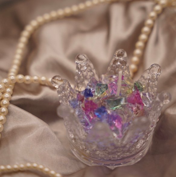 ティアラ型キャンドルホルダー付 こぼれおちる宝石のよう ジュエリーキャンドルジェルキャンドル 6枚目の画像