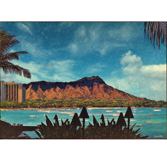 【送料無料】南国の風景☆HAWAII No.545   フレーム付 　A4サイズ 2枚目の画像