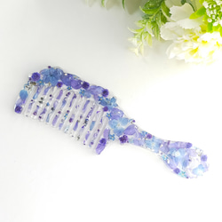 〜ドライフラワーのアンティークヘアコーム　ブルー〜　ヘアブラシ　櫛　花　レジン　クリア　クリニック什器　アクセサリー　 18枚目の画像