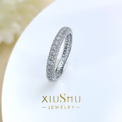 パヴェリング フル 高炭素ダイヤモンド キラキラ ゴージャス ラグジュアリー シンプル 普段使い 指輪 ホワイト 白 1枚目の画像